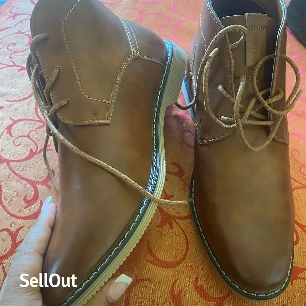 Nine West Men's Brown Chukka Boots Size 8.5 Lace Up Casual
